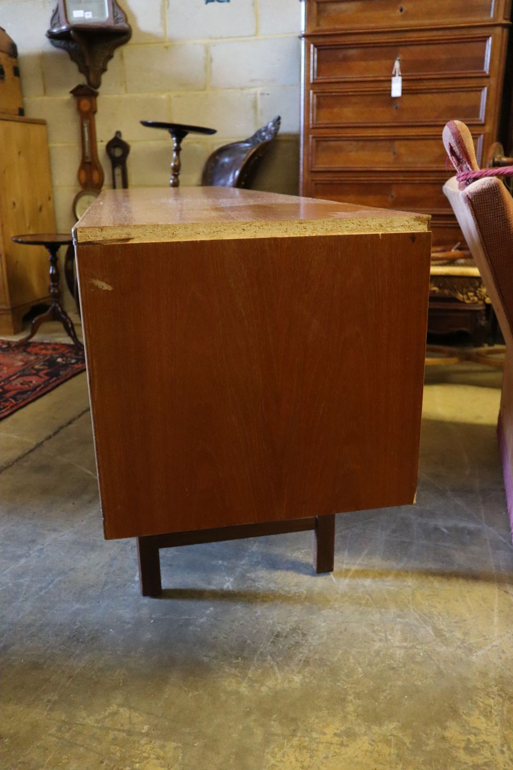 An Alfred Cox teak sideboard, Danish design, width 183cm, depth 43cm, height 72cm